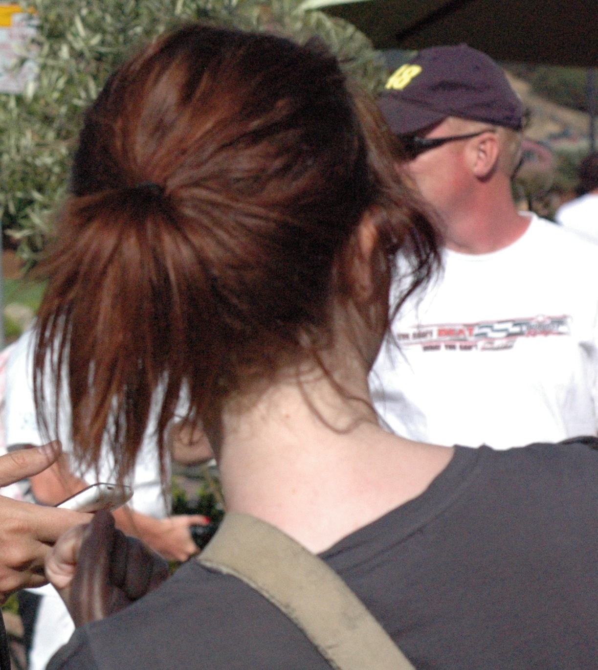 a woman with a black shirt