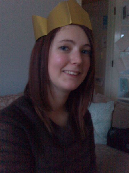 a woman wearing a crown on her head