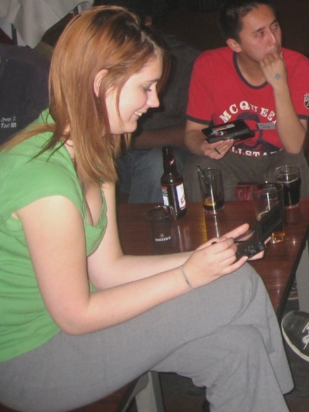 a woman sitting at a table