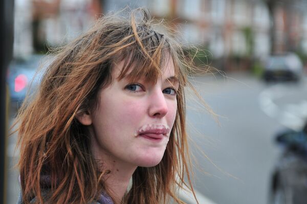 a woman with long hair