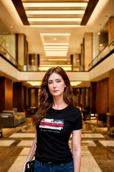 a woman standing in a building