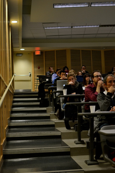 a group of people sitting in a room