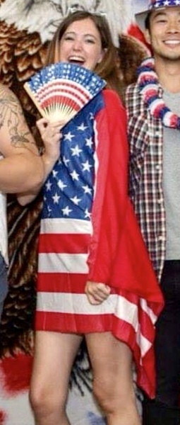 a group of people dressed as american flags