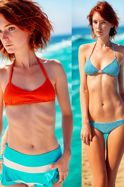 a woman in a bikini top and a bikini bottom