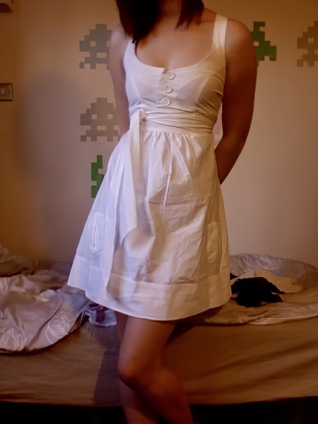 a woman in a white dress