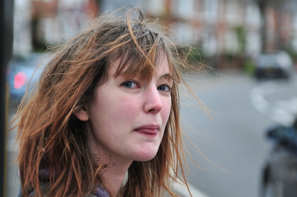 a woman with long hair