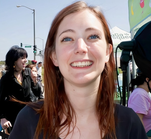 a woman with long hair