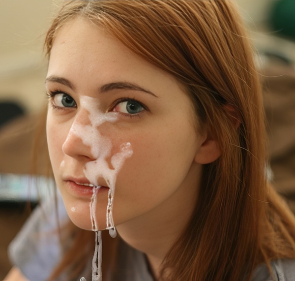 a girl with a tooth in her mouth