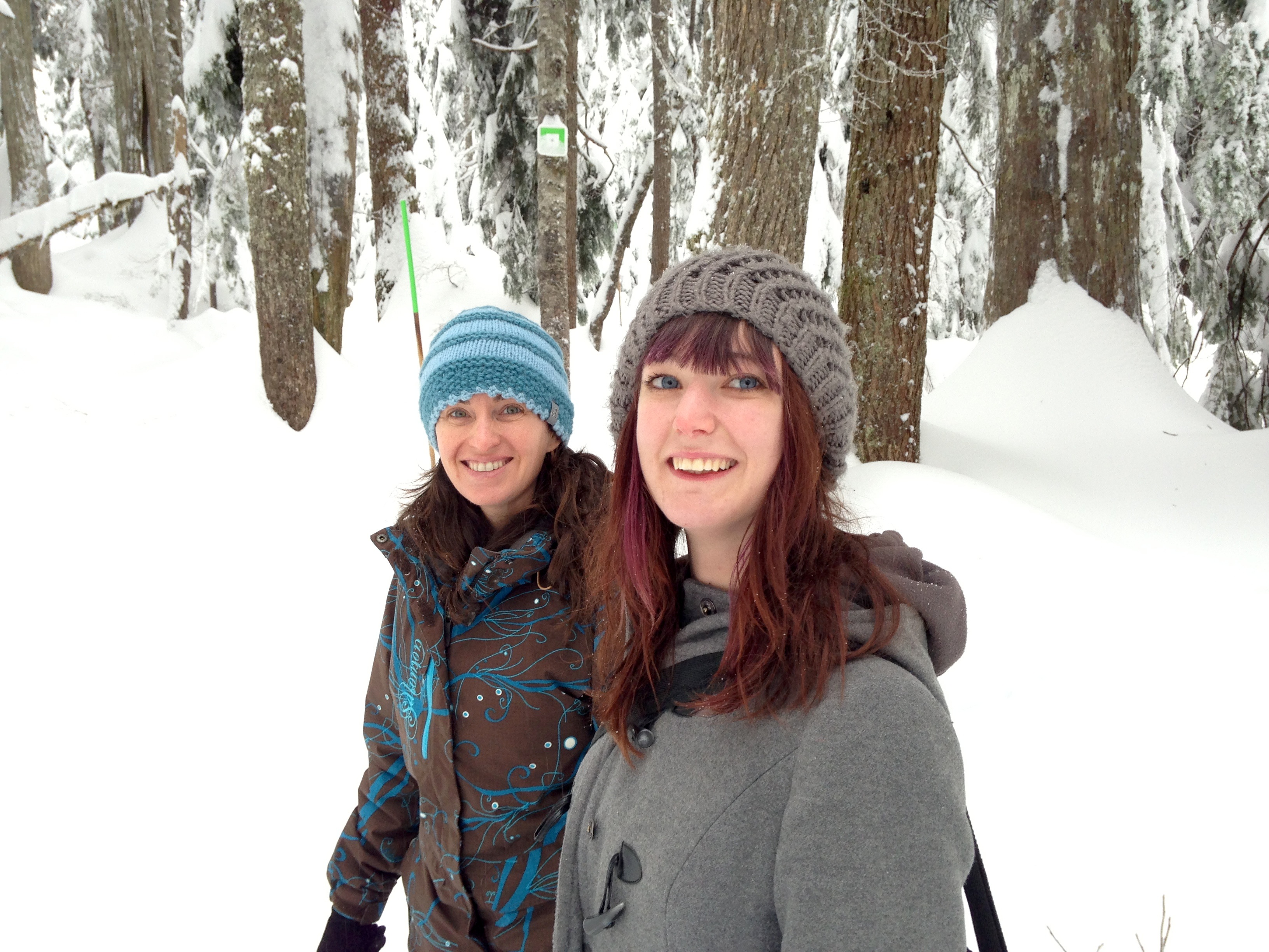 two women in the snow