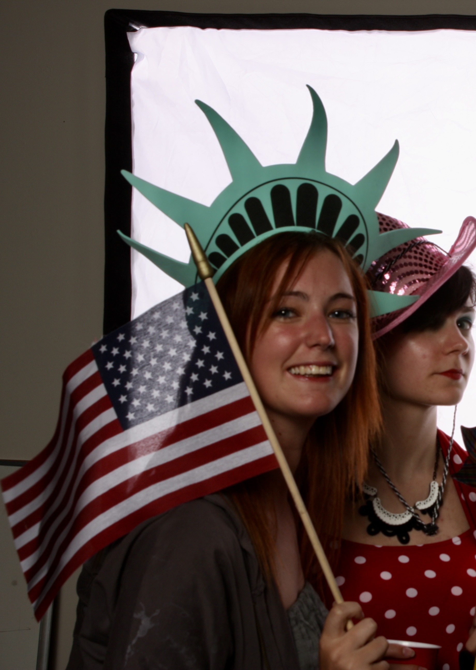 a woman holding a flag