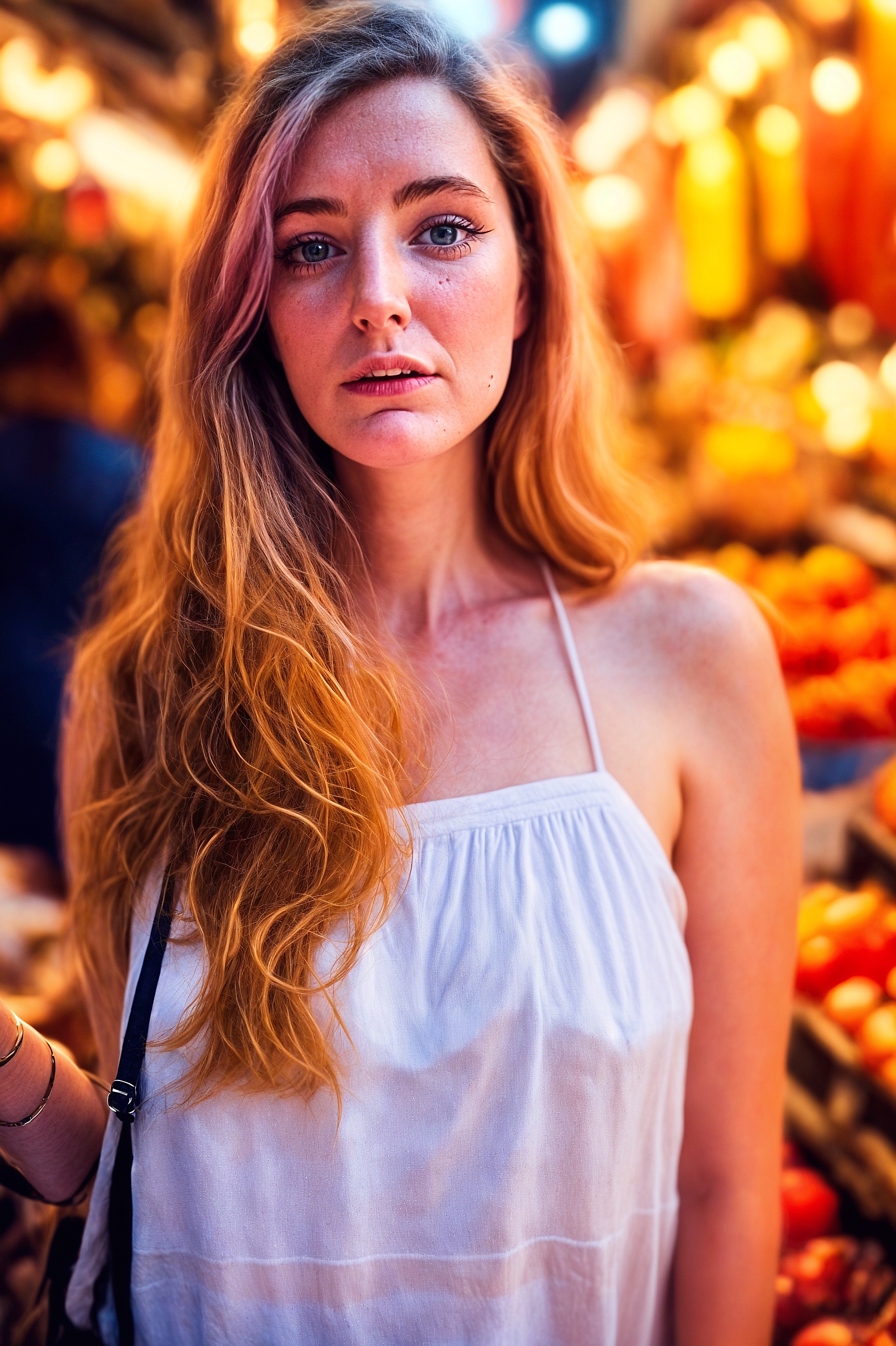 a woman with long hair