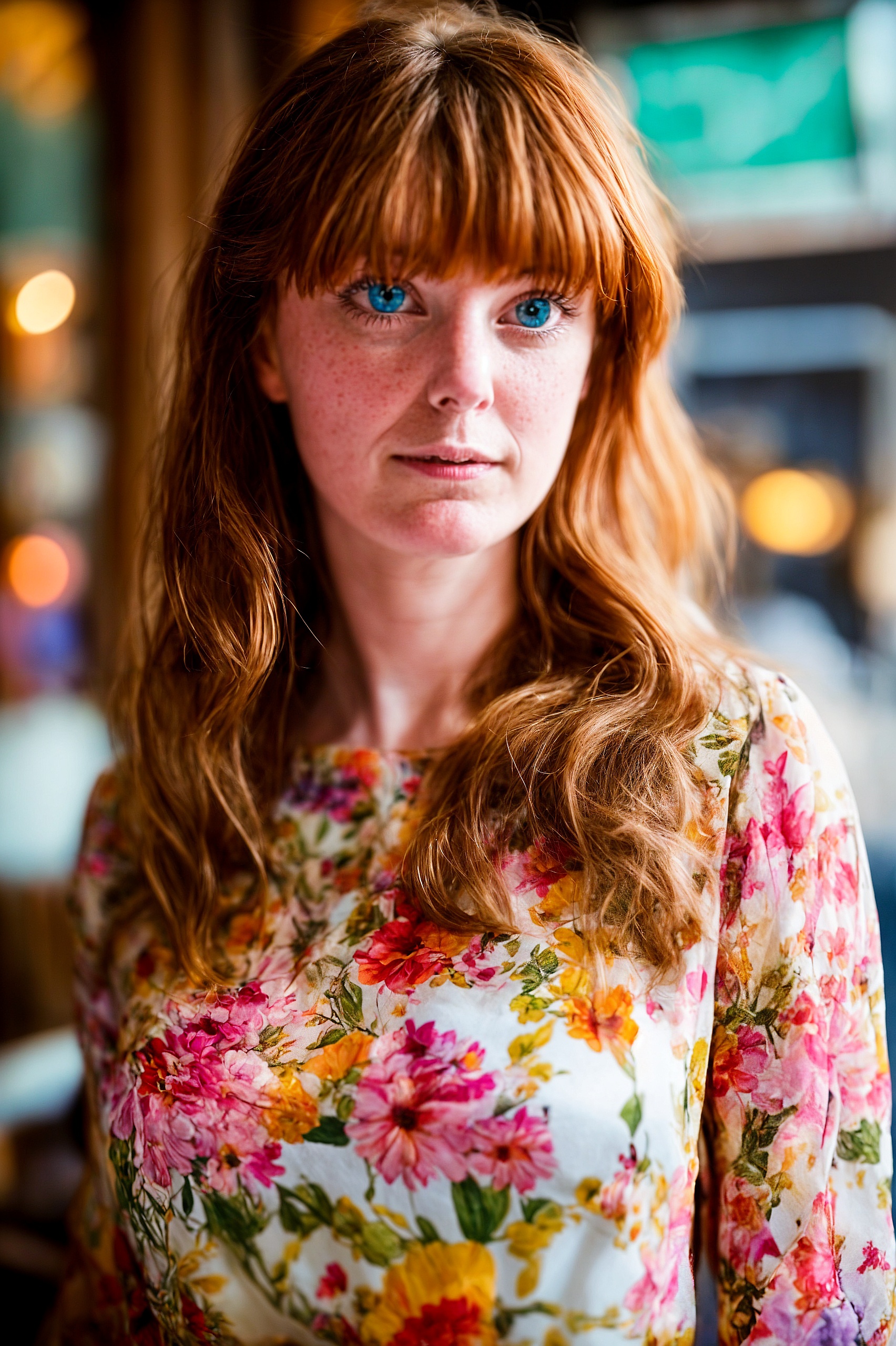 a woman with long red hair