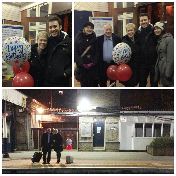 a collage of photos of people holding balloons