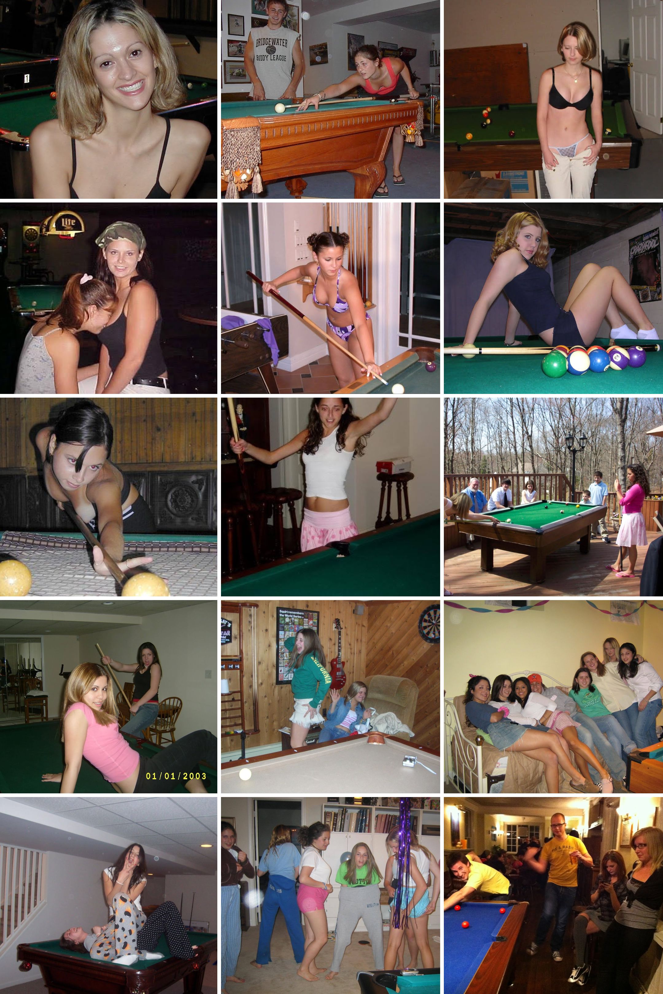 a collage of a woman playing pool and a man playing pool 01/01/2003