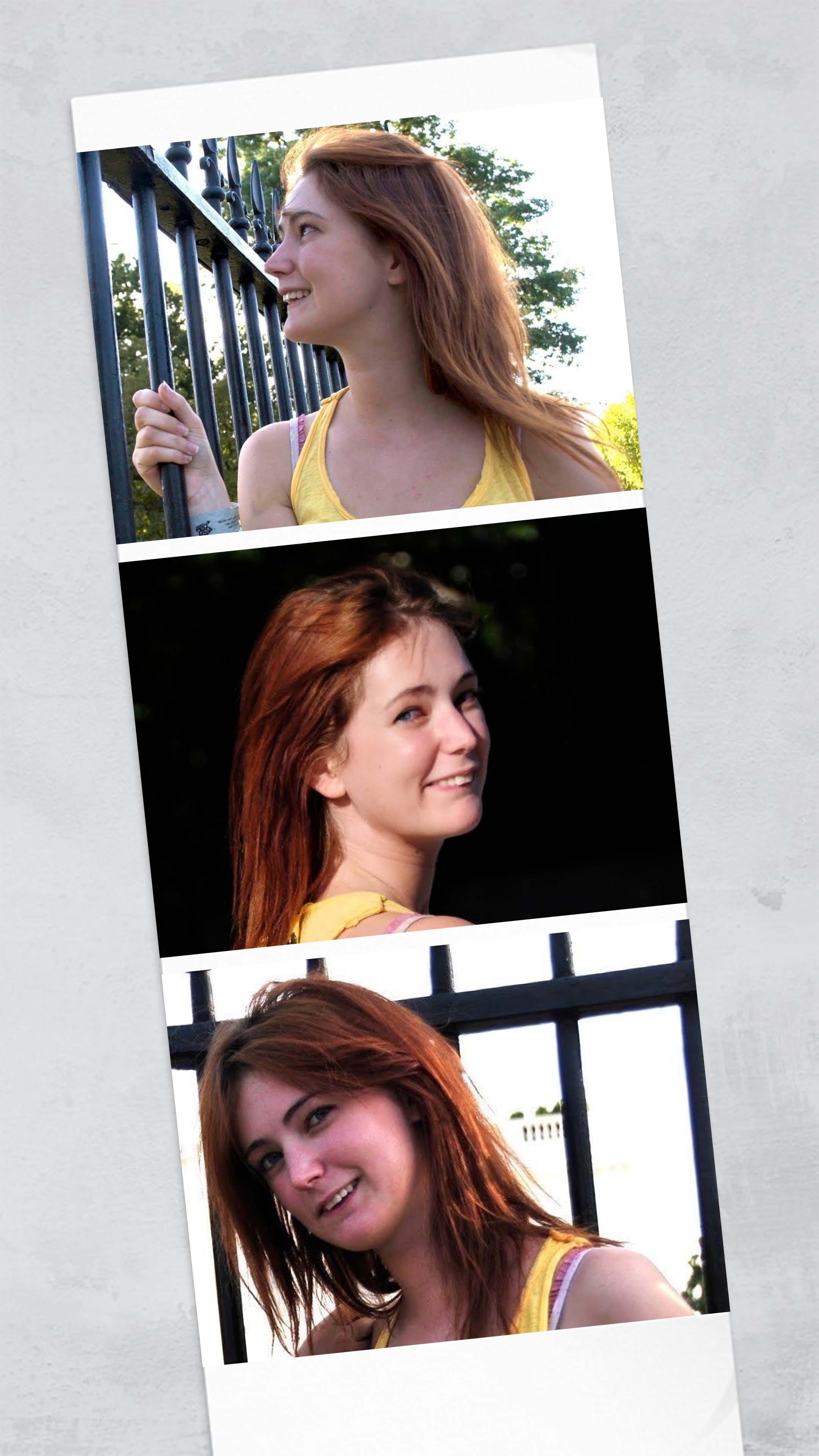 a collage of three photos of a woman