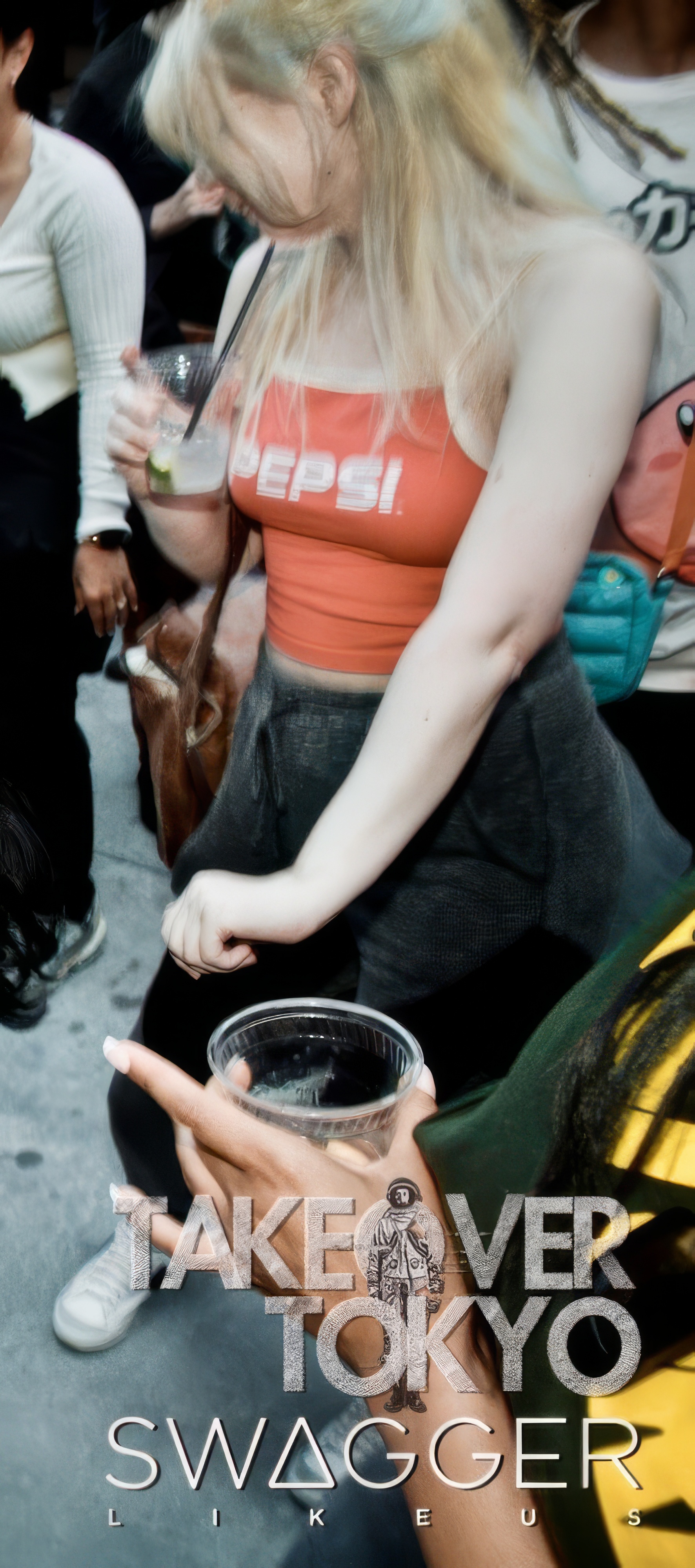 a woman in a red tank top