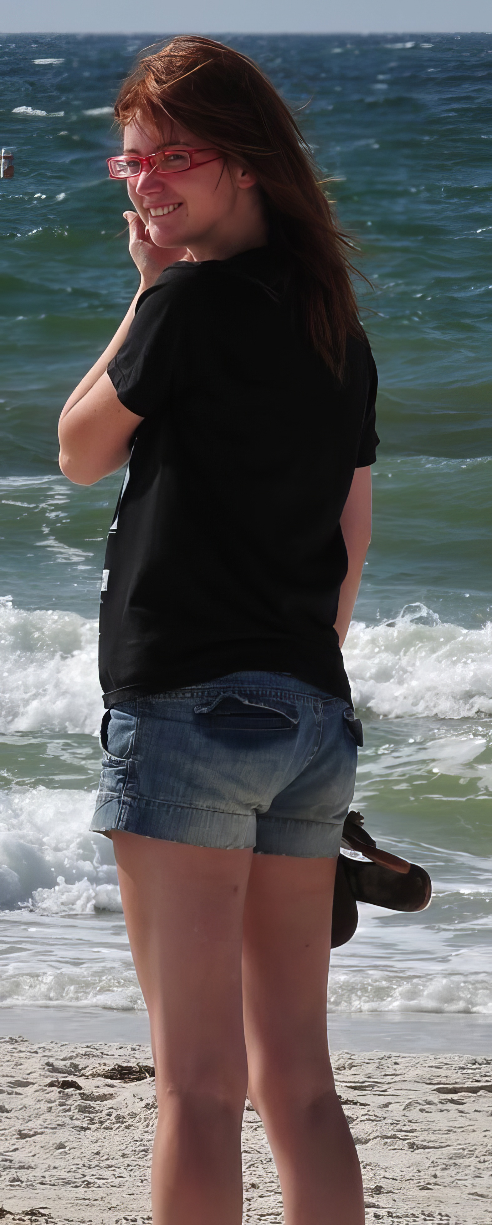 a woman on the beach