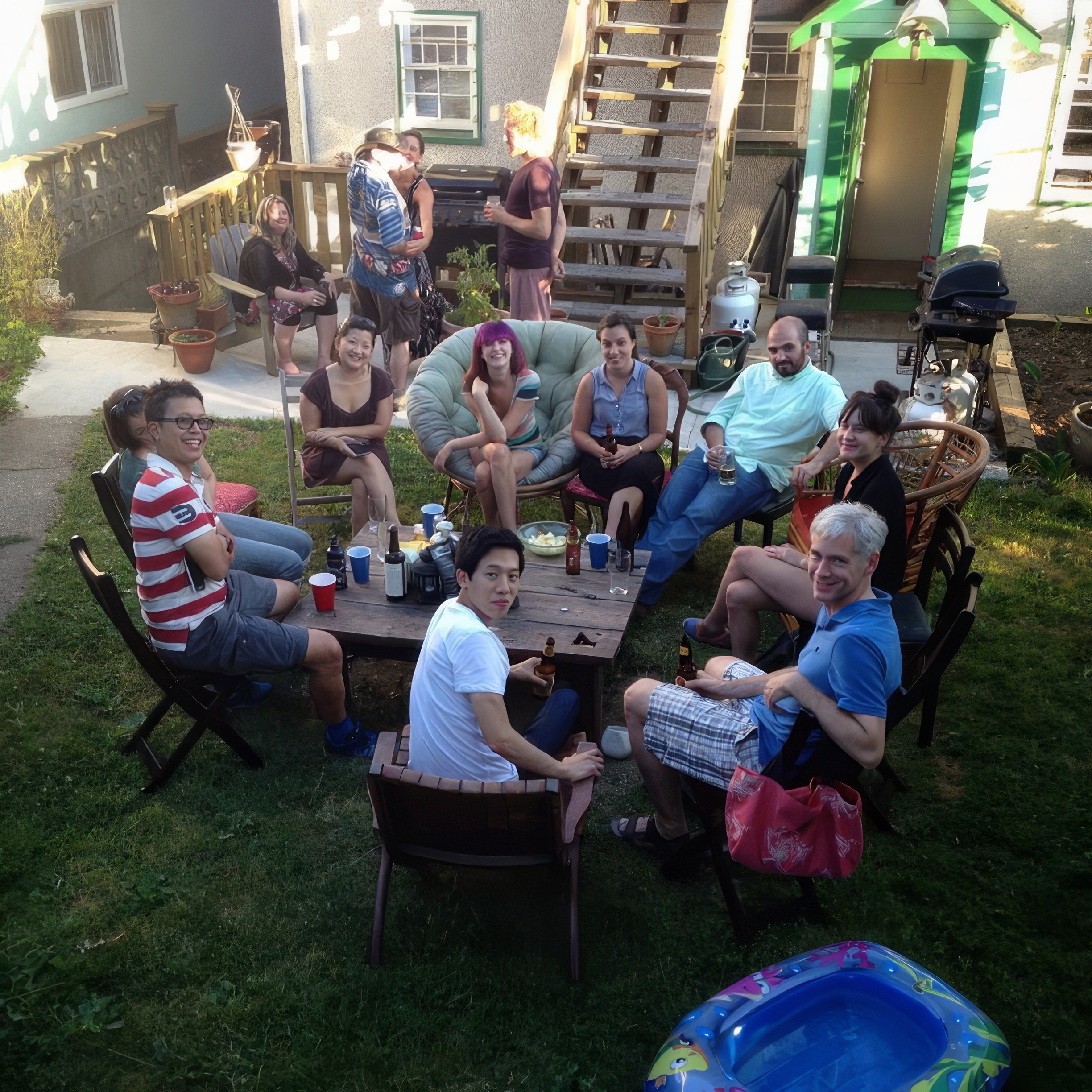 a group of people sitting around a table