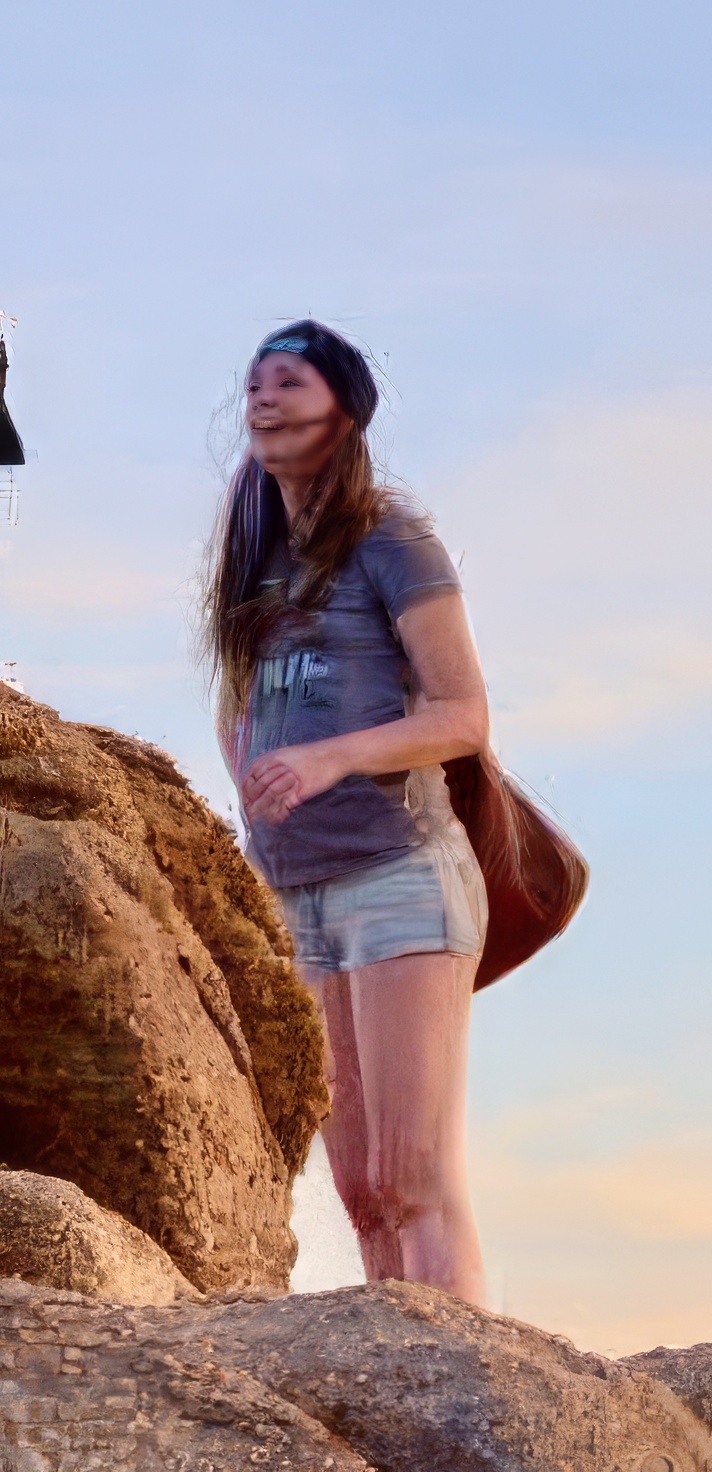 a woman standing on a rock