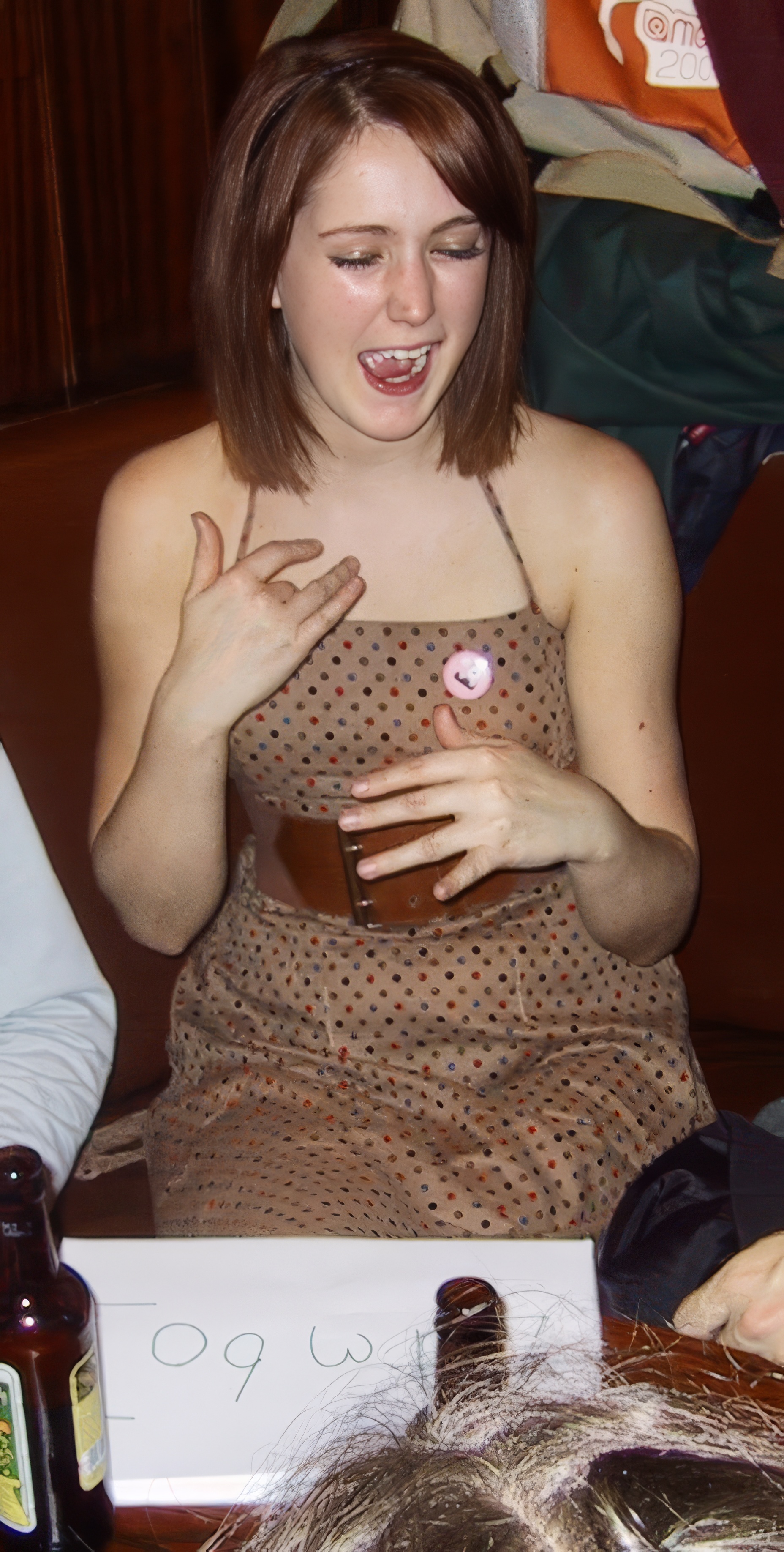 woman wearing a polka dress